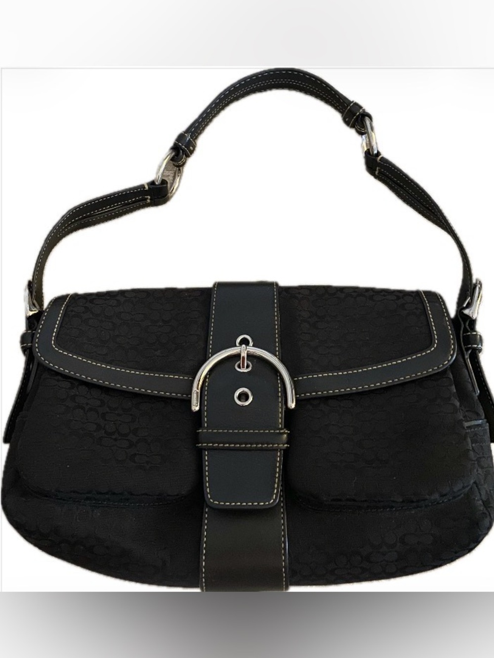 Vintage Coach 1463 Black Soho Flap Shoulder Bag Iconic Mini Jacquard Canvas
